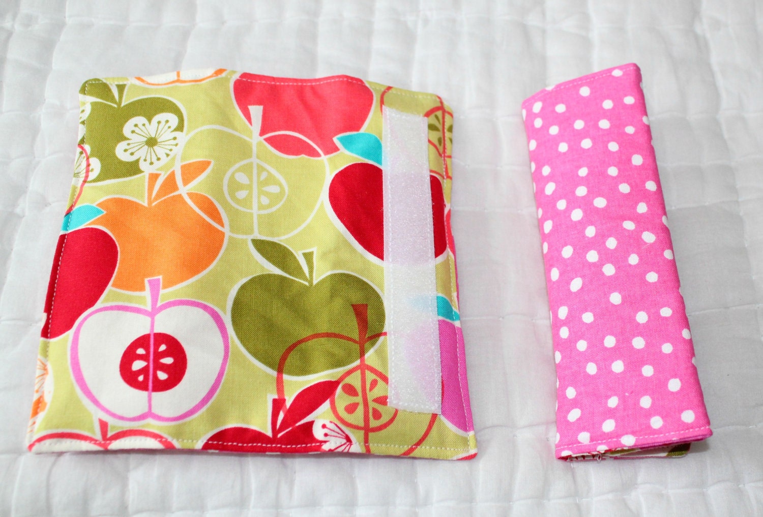 Clearance - Reversible Cars Seat Straps Covers- Bite Me Apples- Ready to Ship