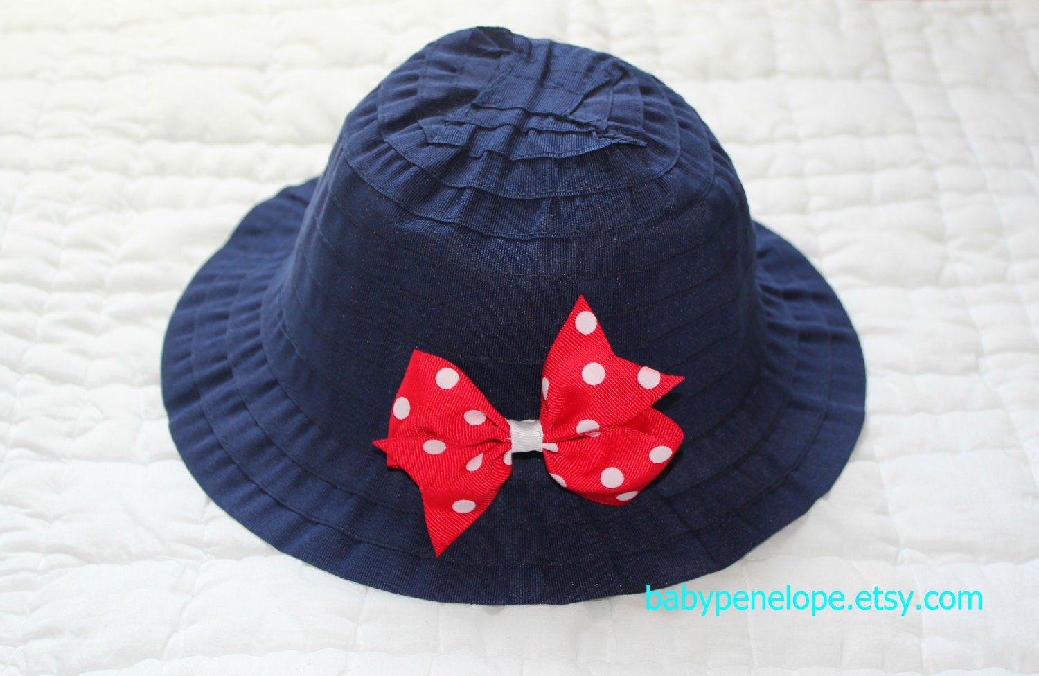 Toddler Girl Sunhat - Navy and Red