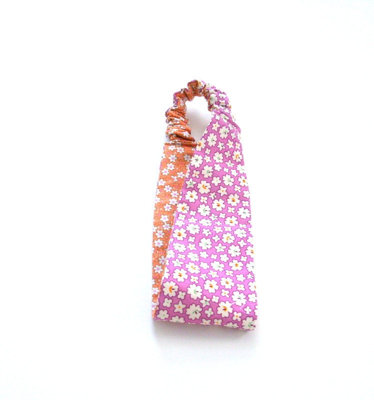 purple and orange floral headband / reversible / summer fashion