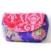 summer clutch purse in purple floral with red damask flap / summer fashion