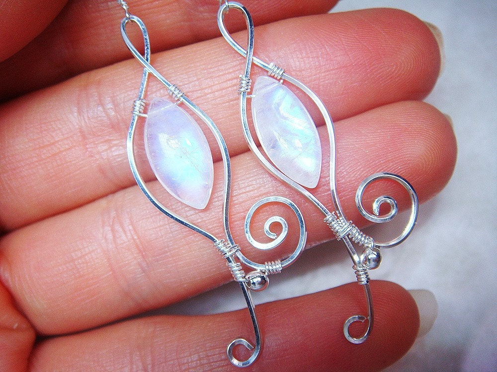 Dancing in the Moonlight Rainbow Moonstone Sterling Silver Earrings