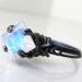 Princess Cut Rainbow Moonstone Oxidized Sterling Silver Ring