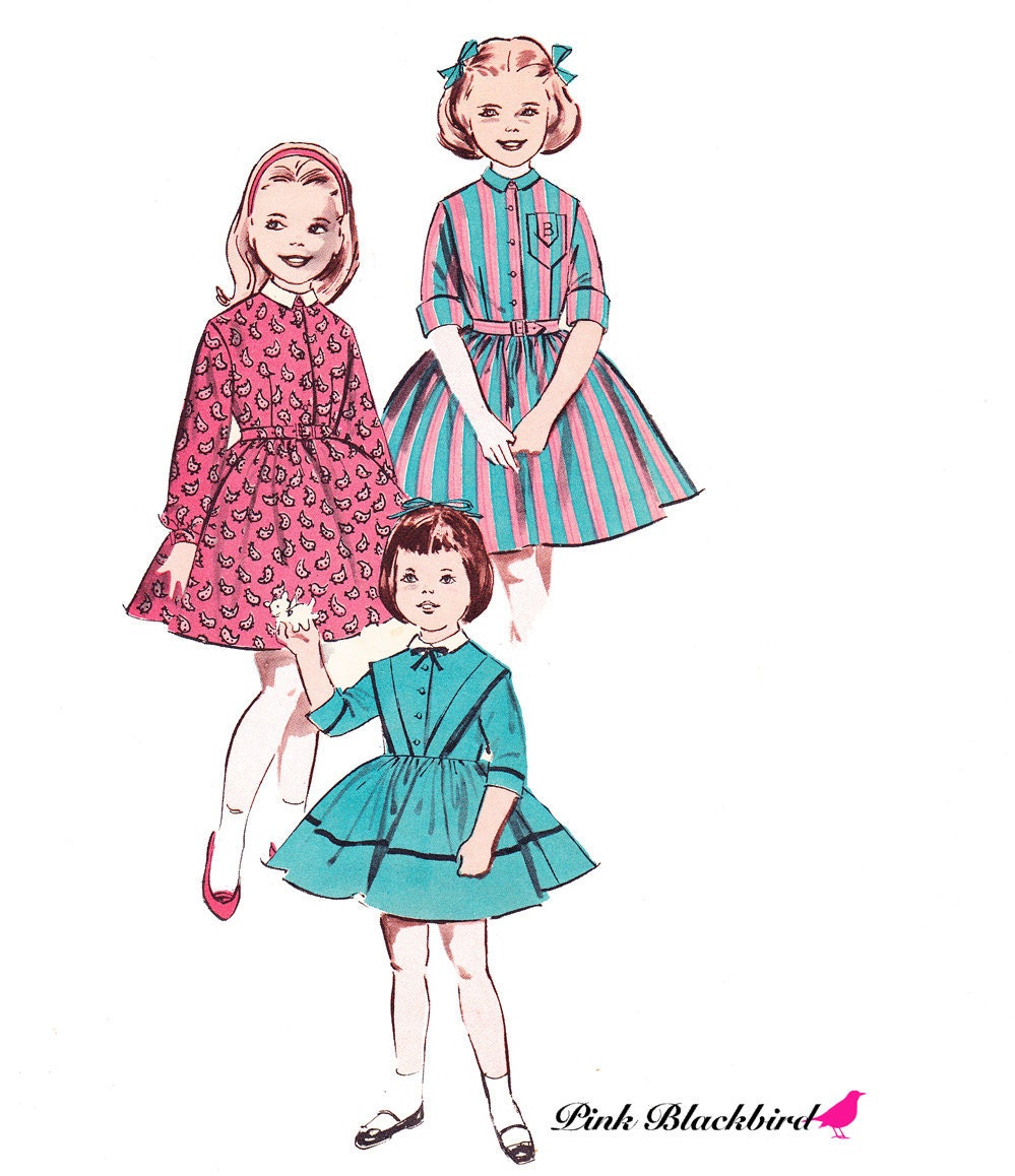 50s Girls Dress Pattern/ Vintage 1950s Butterick Girls' Dress Sewing Pattern 9059