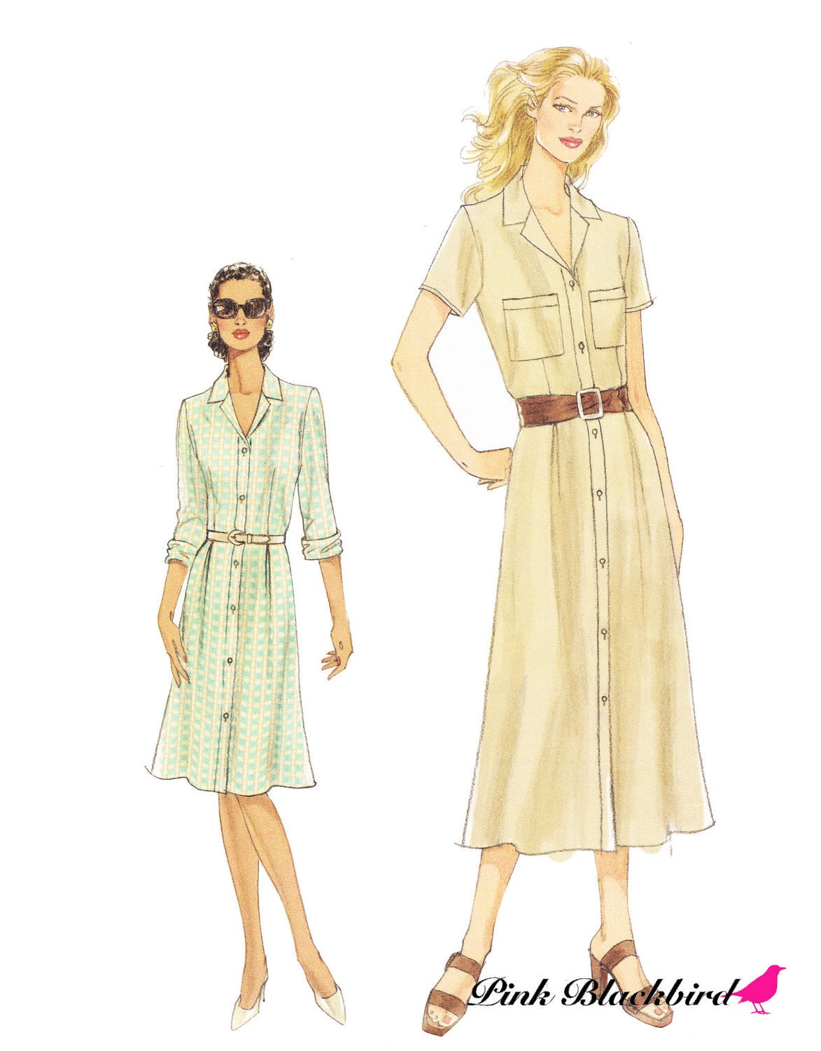 Very Easy Vogue Shirtdress Sewing Pattern/ Out-of-Print UNCUT Vogue Petite Shirtdress Sewing Pattern 8021