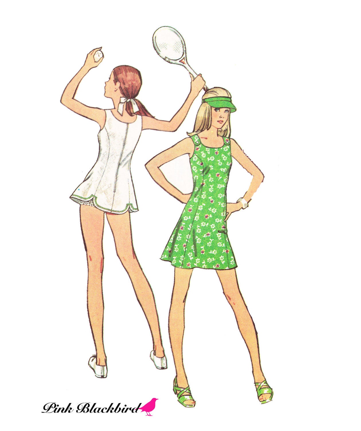 70 Tennis Dress Pattern / 70s Mini Dress Pattern/ Vintage 1970s UNCUT Simplicity Dress and Visor Sewing Pattern 5572