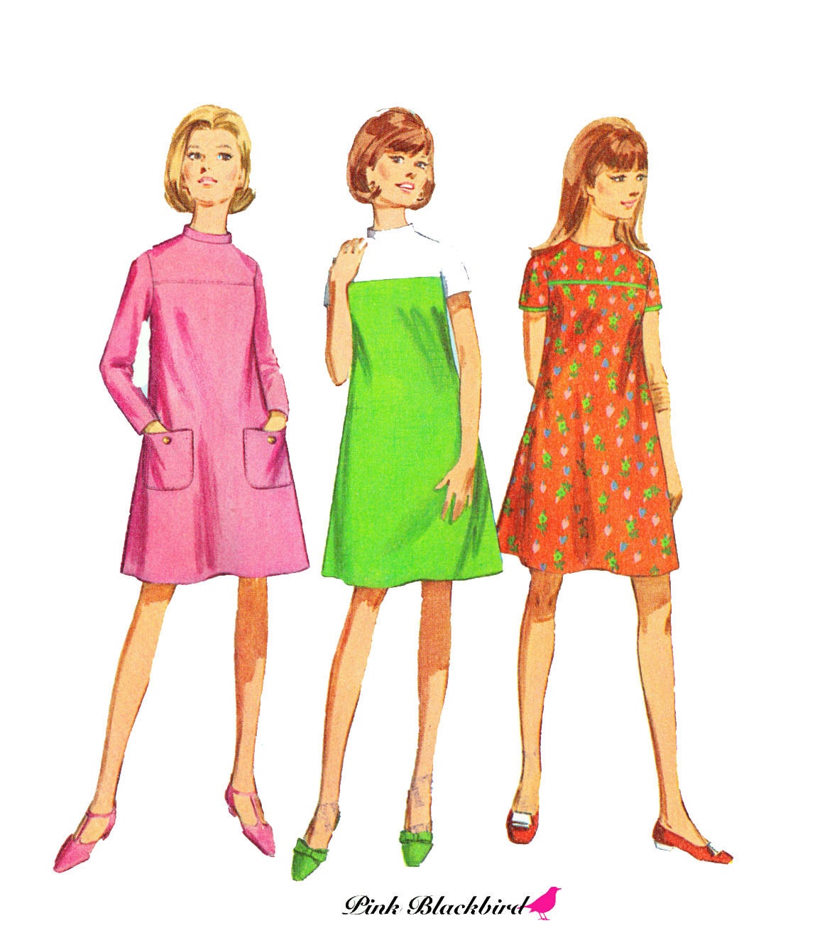Mod 60s Dress Sewing Pattern 1960s Simplicity By Pinkblackbird