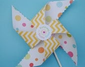 Set of 12 - "Happy Summer" polka dot pinwheels