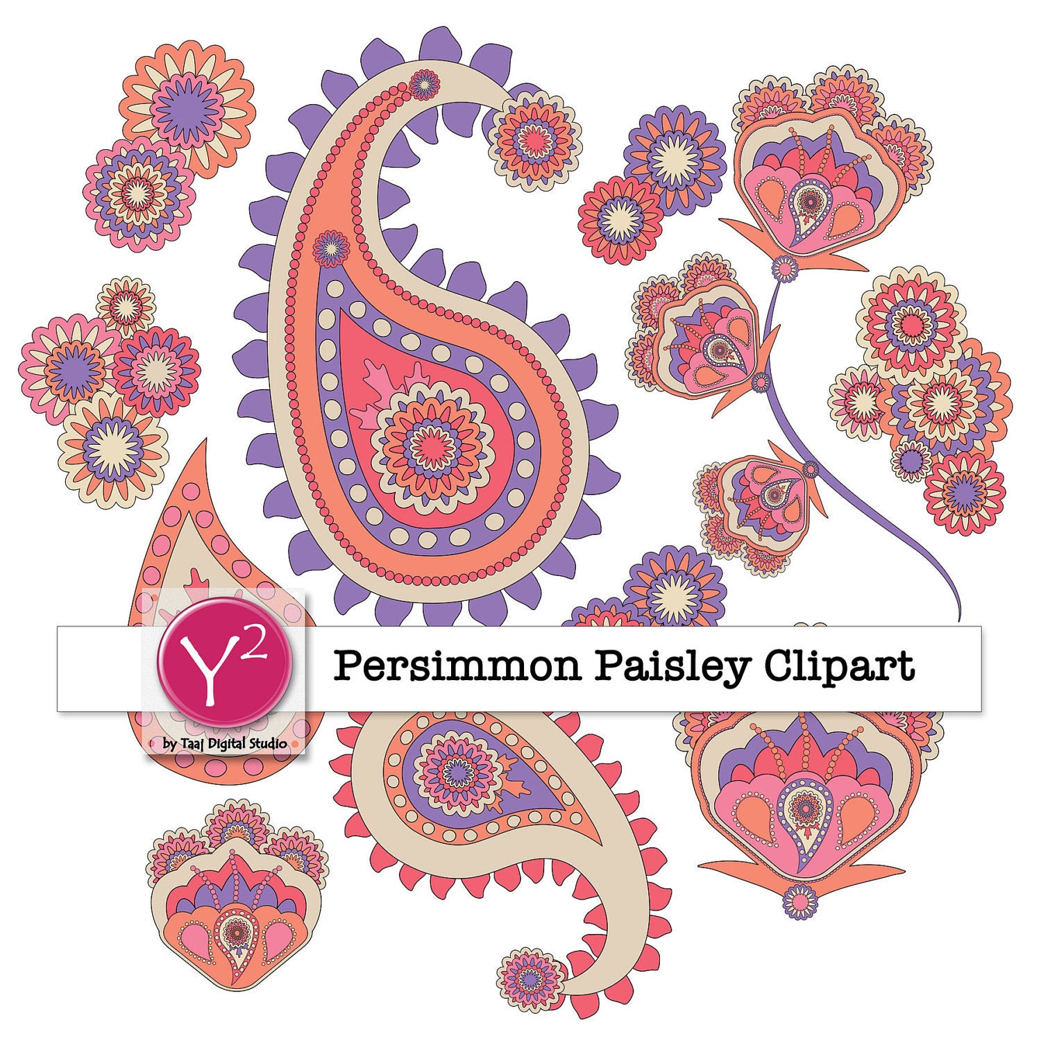 free black and white paisley clip art - photo #46