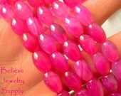 12mm Hot Pink  ONYX AGATE Genuine Gemstone Rice Or Barrel Beads On A Full Strand Jewelry Supplies Craft Supplies