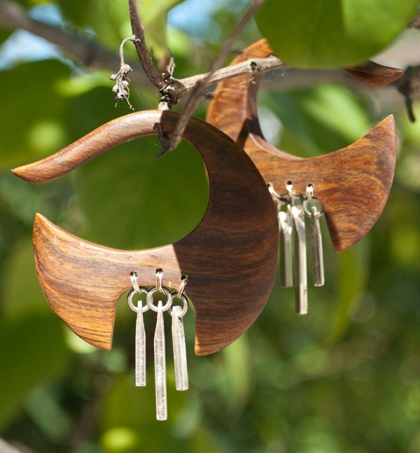 Custom Listing for Littlewenda - 4g Organic Wood and Sterling Silver Earrings Plugs - lignum vitae "Truffle"  wind chimes - SOLD