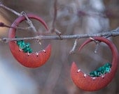 2g Organic Wood, Fine Silver and Malachite Gauged Earrings / Plugs - blood moon - SOLD