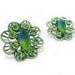 Green vintage earrings - emerald ombre rhinestone clip on
