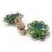 Green vintage earrings - emerald ombre rhinestone clip on