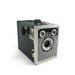 Ansco Shur Shot camera - vintage 1940s black silver pinstriped box camera