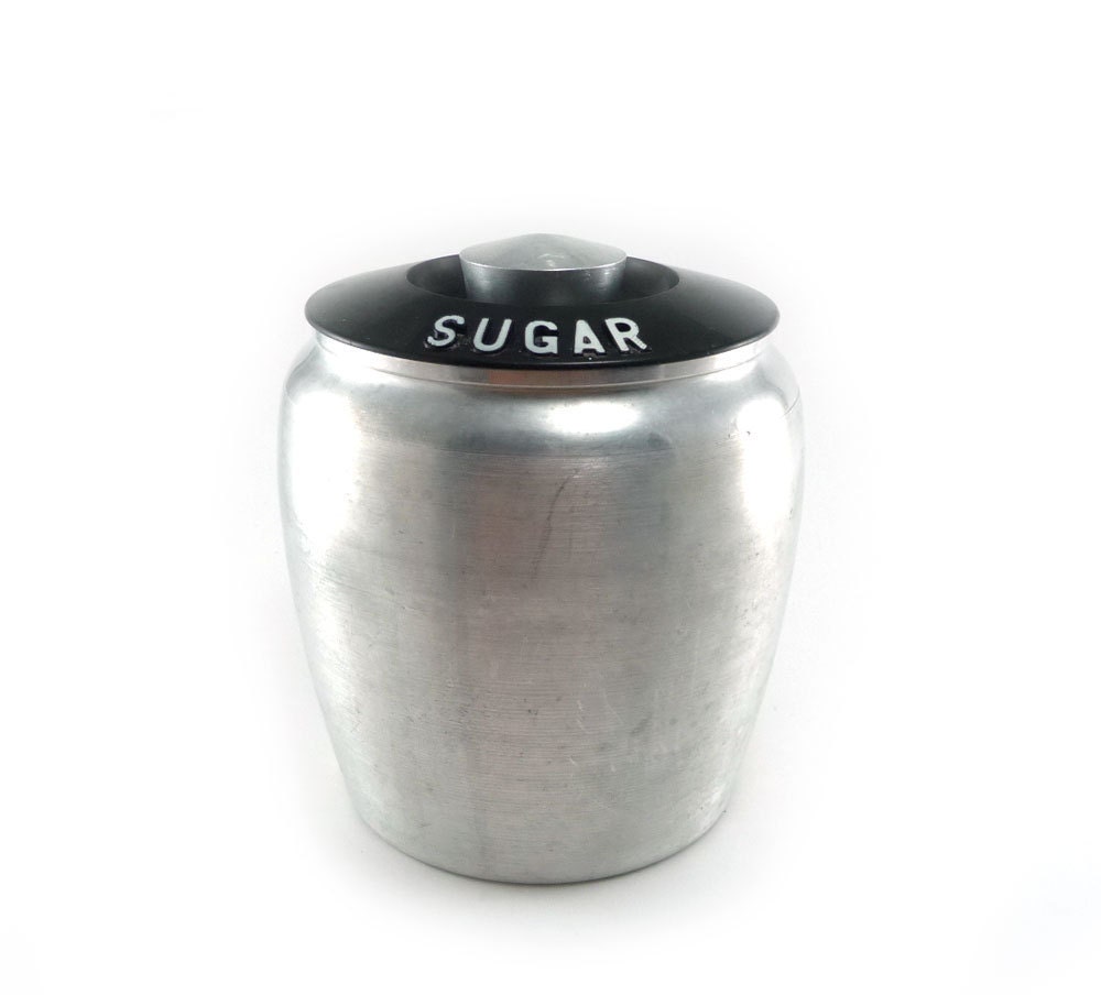 Kromex aluminum sugar canister - vintage 1950s canister