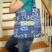 Blue and Yellow Floral Organizer Tote Bag With Matching Pocket Tissue Holder