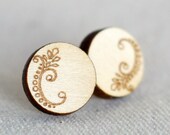 Flourish Scrolls Laser Engraved Wooden Studs