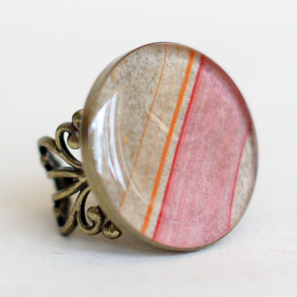 Marble Paper Resin Cocktail Ring