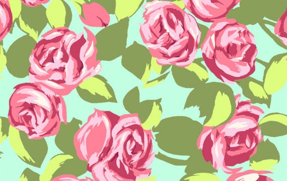 Amy Butler Fabric - Love Tumble Roses Pink - Half Yard