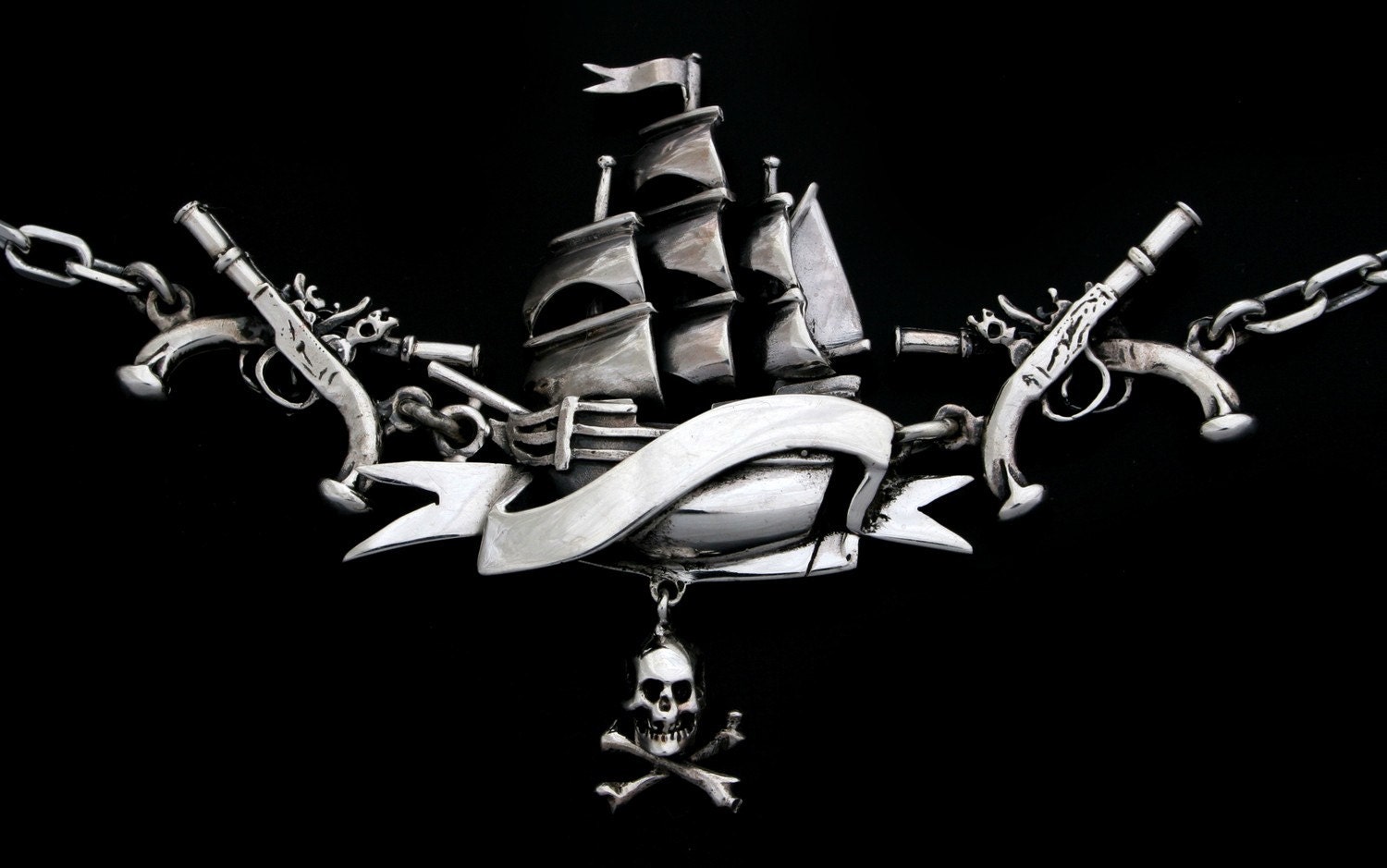 Sterling Silver Sailing Ship Necklace
