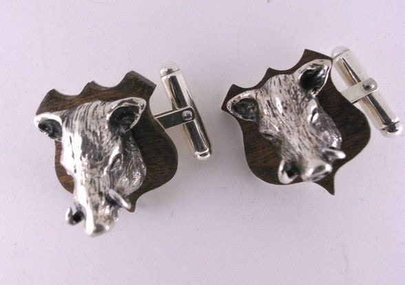 Sterling Silver Boar Head Cufflinks