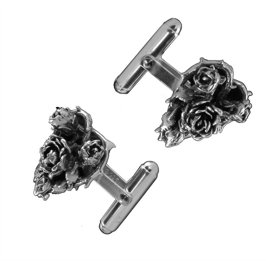 Sterling Silver Heart of Roses Cufflinks