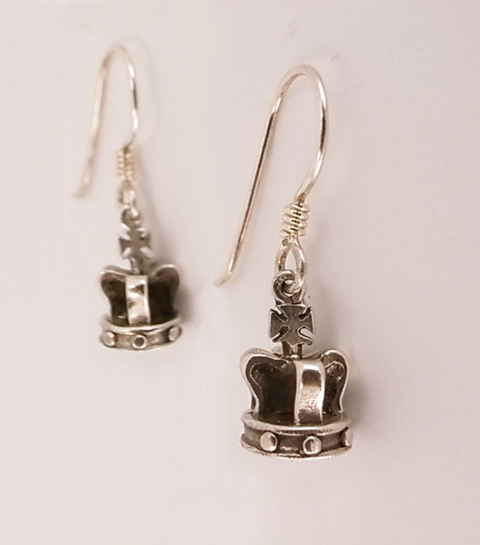 Sterling Silver Crown Hook Earrings