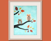 Owl nursery art. Owl print, Woodland nursery décor for kids. Modern Baby nursery art print, 8x10 nursery wall art by WallFry
