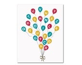 Balloon alphabet print. Balloons ABC poster. Nursery art print, abc nursery. Alphabet poster. Custom colors 8x10 print by WallFry