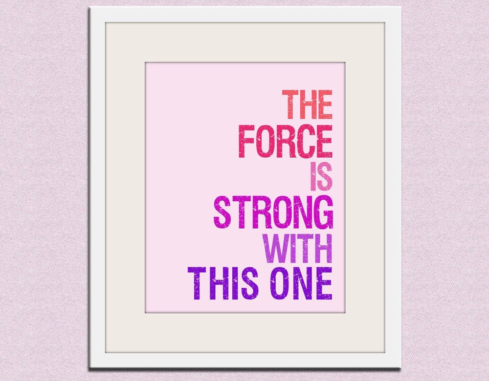 Star Wars typography art print baby nursery art print. Art for kids, children art, nursery wall art, The Force is Strong 5x7 print