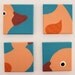 nursery wall duck painting, bathroom wall duck picture, child bathroom decor, baby nursery duck picture, modern blue ducks, set of 4 paintings