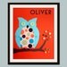 Personalized childrens art. Retro owl print name sign. Kids wall art. Owl nursery art print. Baby nursery print 11x14 by WallFry