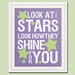 Nursery decor, baby nursery art. Nursery wall quote, inspirational typography print. Song lyrics look at the stars. 11x14 print by Wallfry
