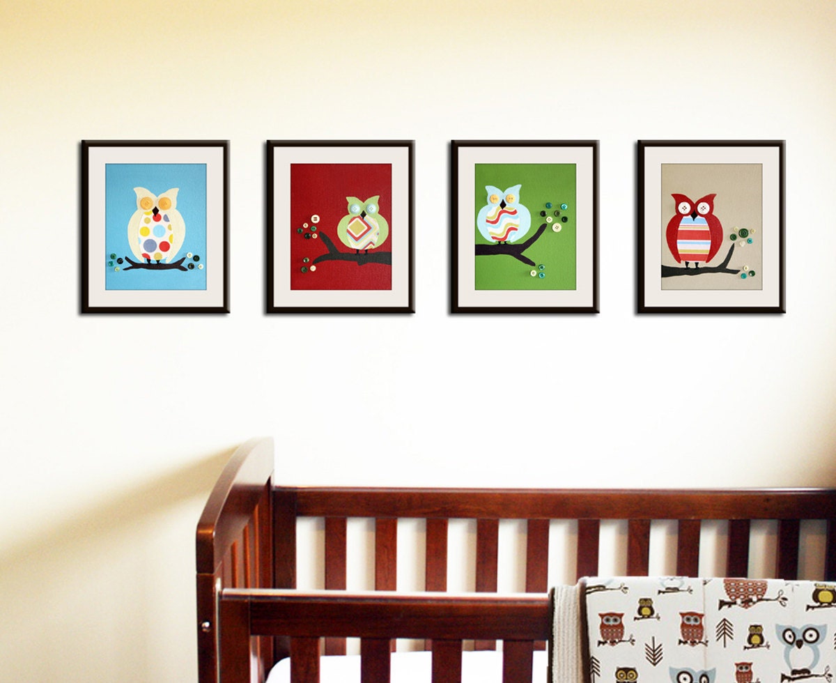 Popular items for owl nursery art on Etsy