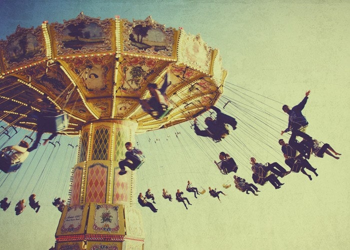 Carnival swings photo, carousel, memories, summer, festival, turquoise. vintage, home decor, 8x10 fine art print. Buy one get one free sale