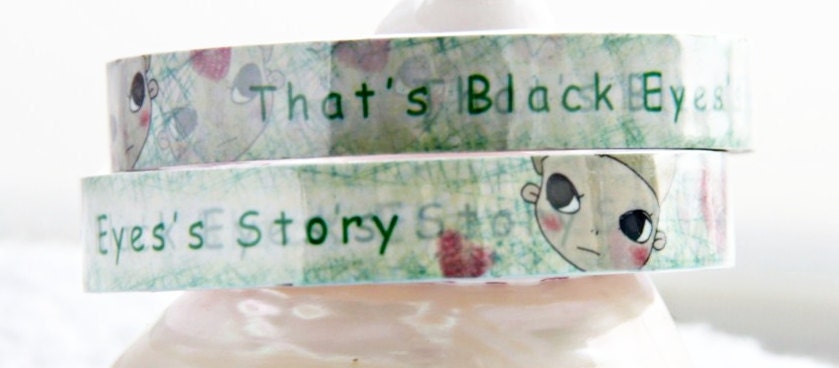Children Deco Tape adhesive Stickers Green and white cartoon DT261