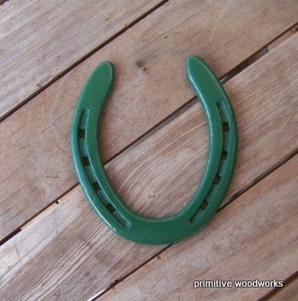Lucky Horse Shoe - Rustic Home, Western, Game Room, Boy's Room, Dorm Room, Man Cave Decor - Painted Irish Green