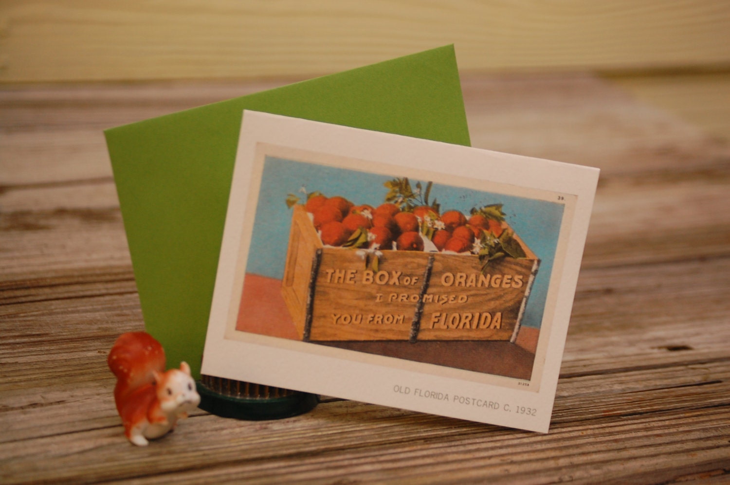 Box of Oranges notecard, made from a vintage Florida postcard