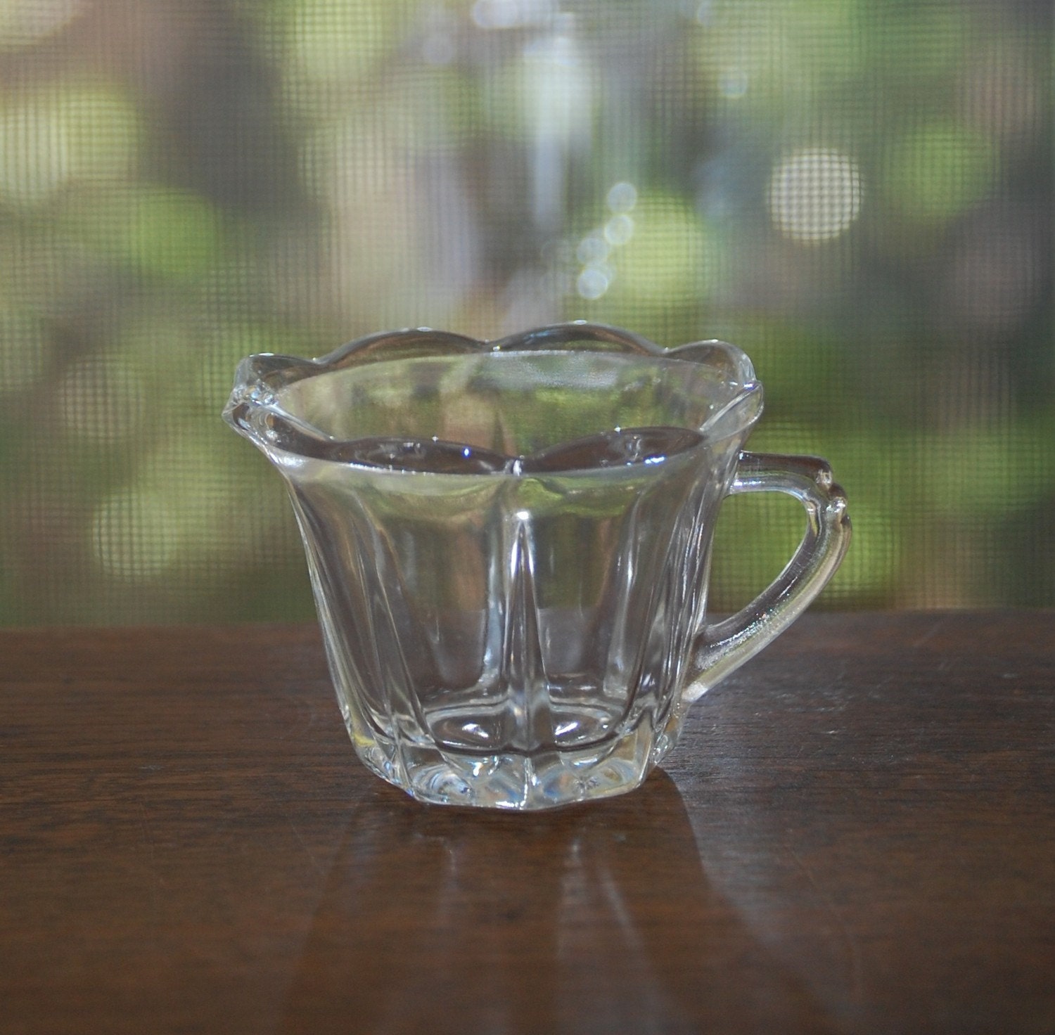 vintage sweet scalloped glass creamer, 1950s