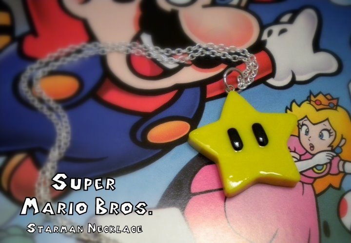 Starman Necklace - Super Mario Bros - Nintendo - A Portion of the Proceeds Go To Charity