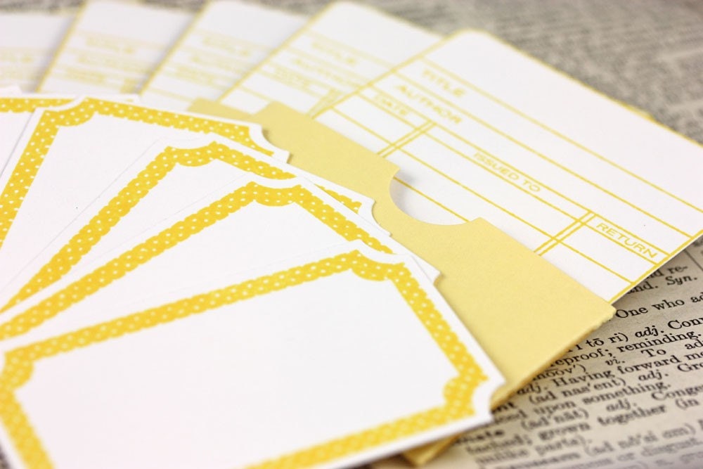 Lemon Yellow Library Cards and Labels
