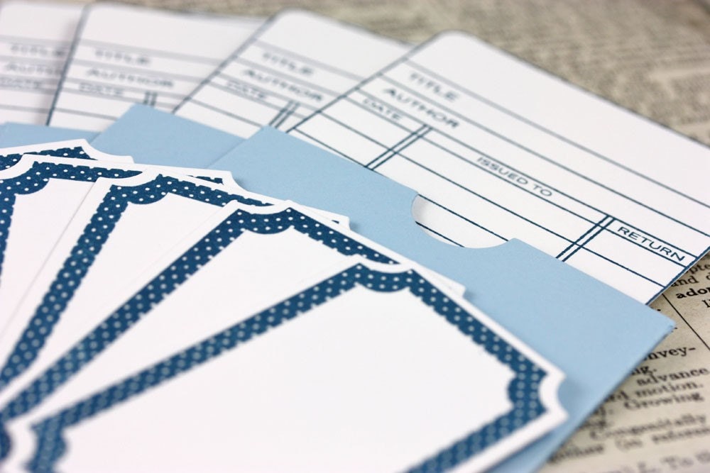 Sky Blue Library Cards and Labels