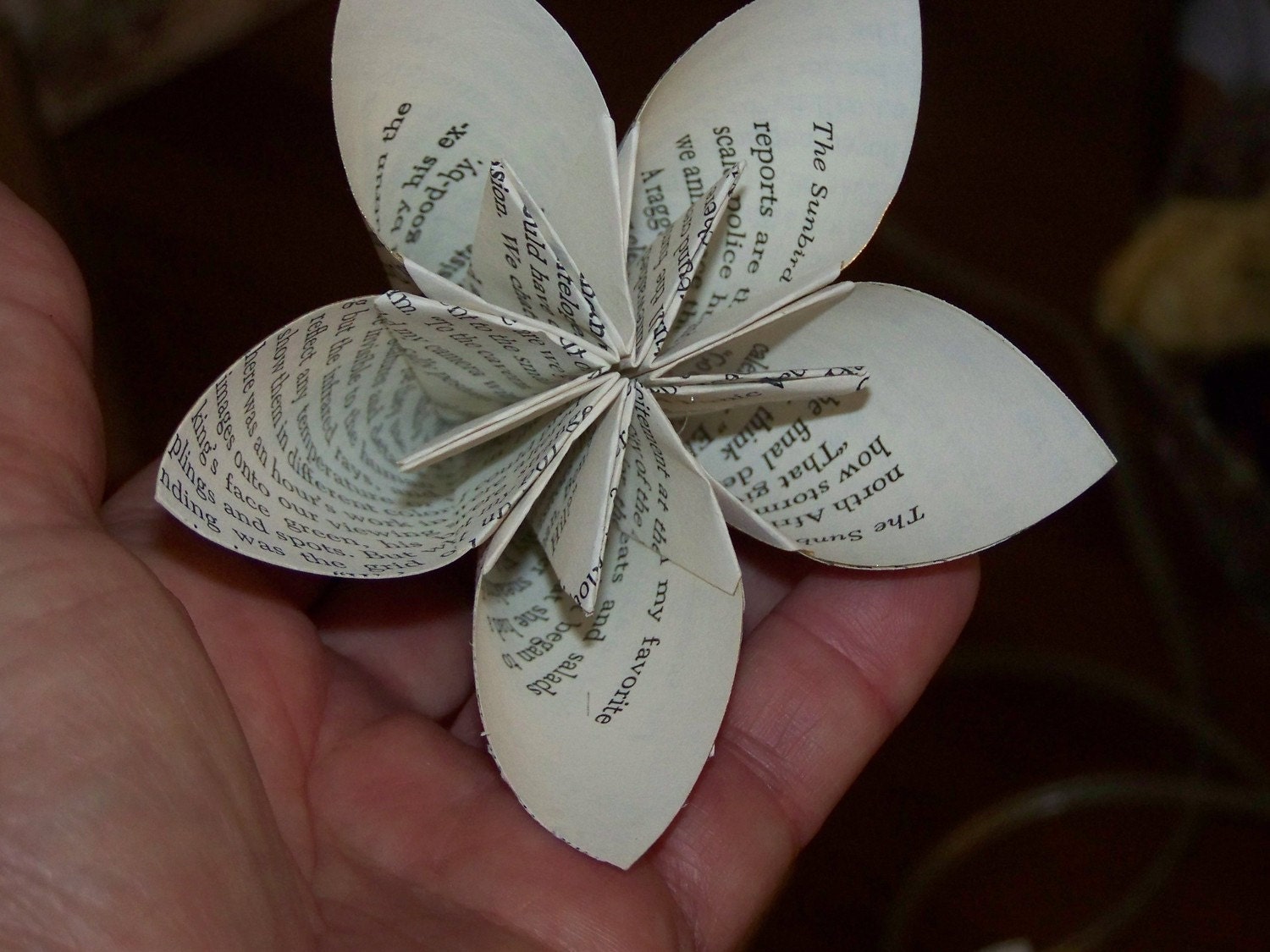 15 Origami Book, Sheet Music, or Map Pages Paper Flowers With Stems