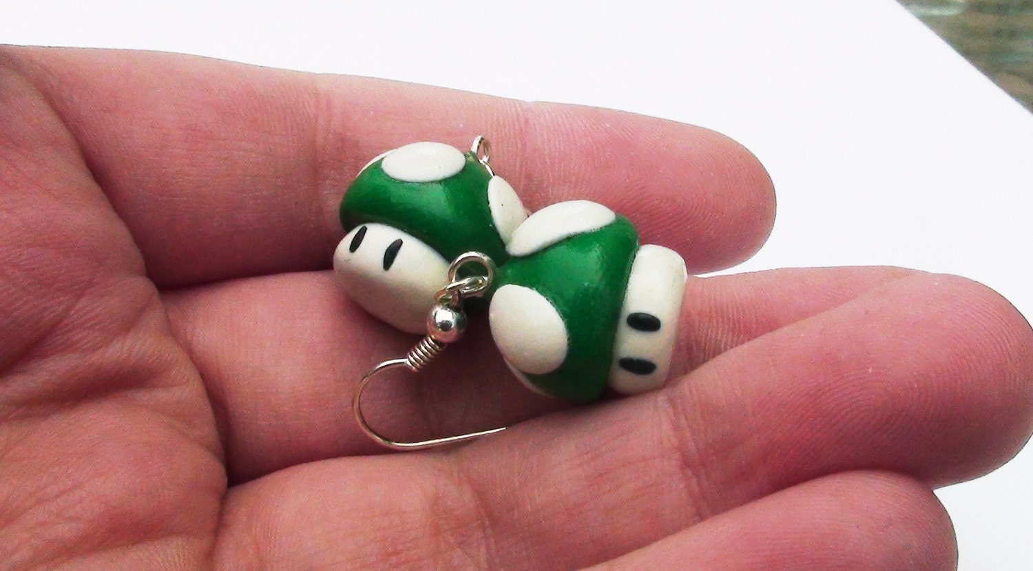 One-UP Mario Mushroom Earrings