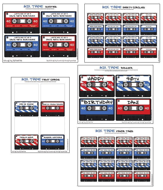 Mix Tape Collection DIY Printable Parties