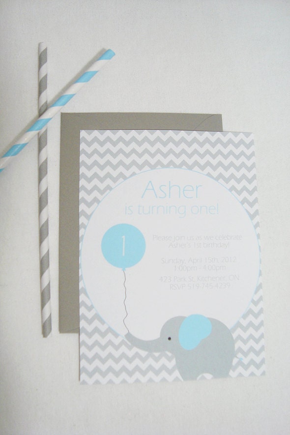 Baby Elephant Invitation BLUE - DIY Printable Parties