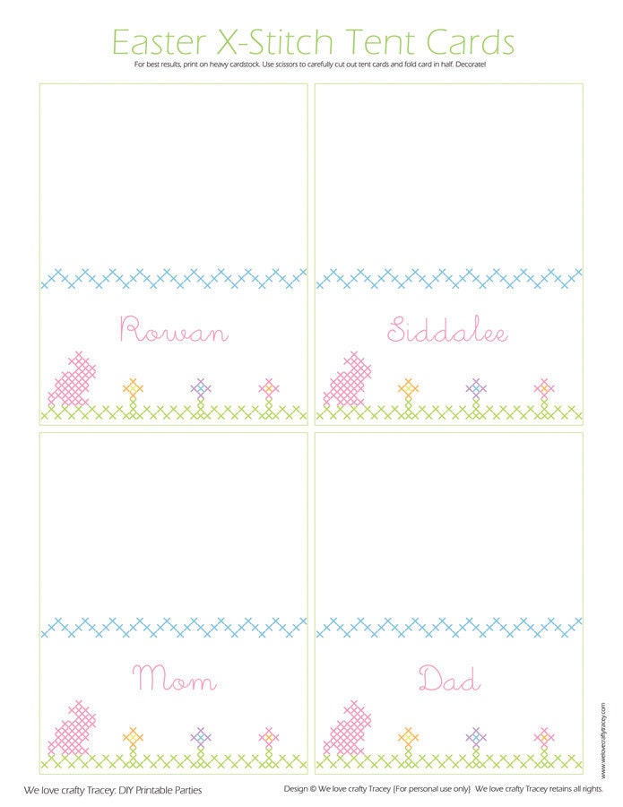 Easter Cross Stitch Tent Cards - DIY Printable Parties