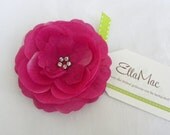 Berry Pink Organza Flower Clip