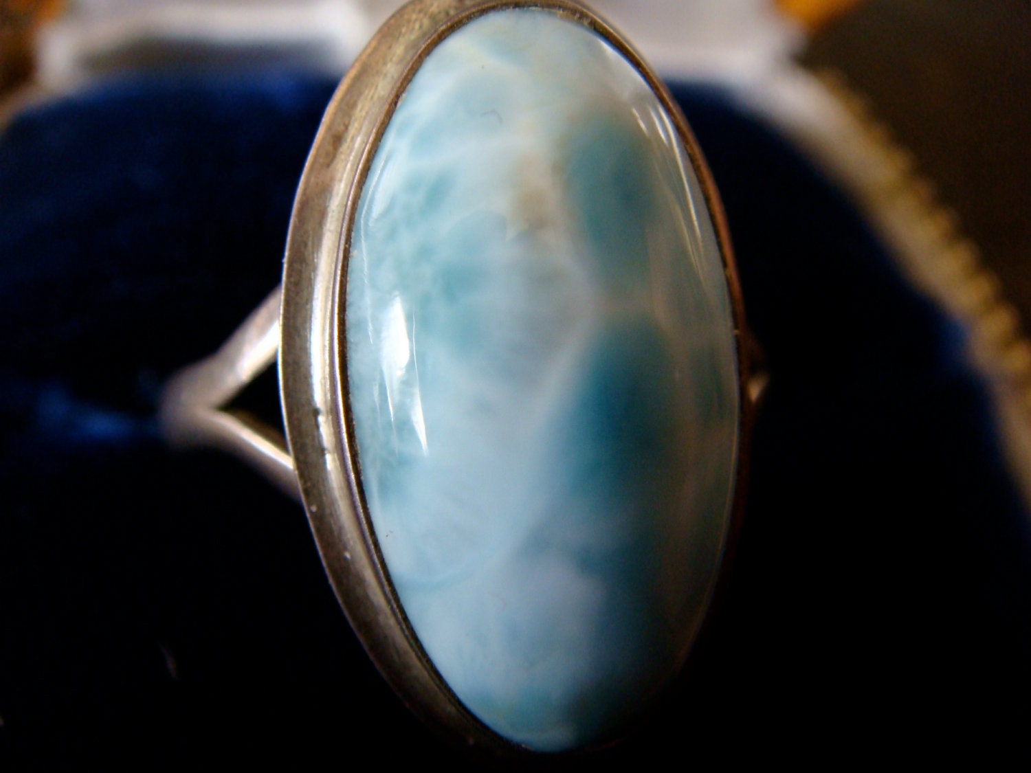 Vintage Larimar and sterling silver ring