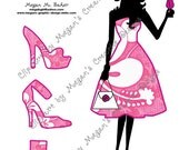 Pink Fashion Clip Art for cardmaking, digital scrapbooking, graphic  and web design, and paper goods - PNG files